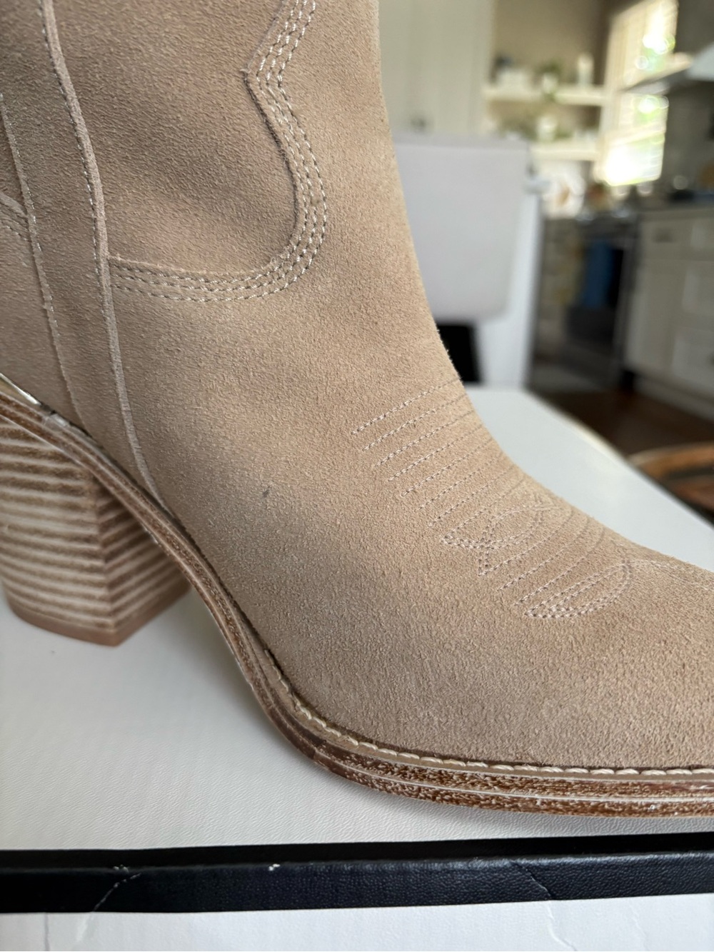 Steve Madden Sally Sand Suede Western Heeled Boot - Picture 7 of 8